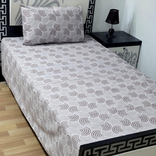 2 Pcs Cotton Printed Single Bedsheet