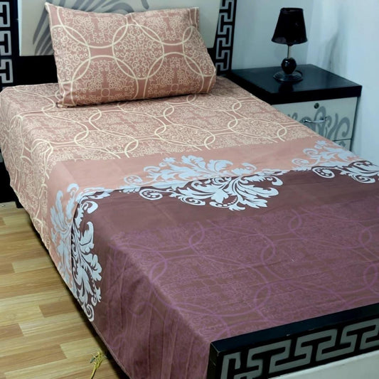 2 Pcs Cotton Printed Single Bedsheet