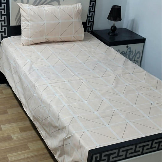 2 Pcs Cotton Printed Single Bedsheet