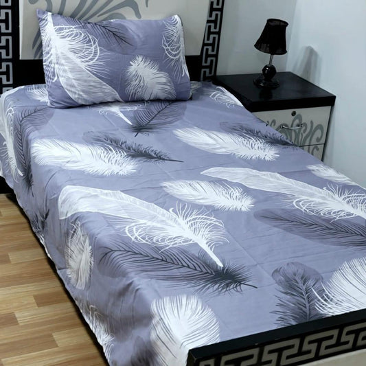 2 Pcs Cotton Printed Single Bedsheet