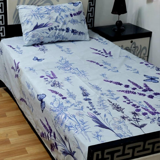 2 Pcs Cotton Printed Single Bedsheet
