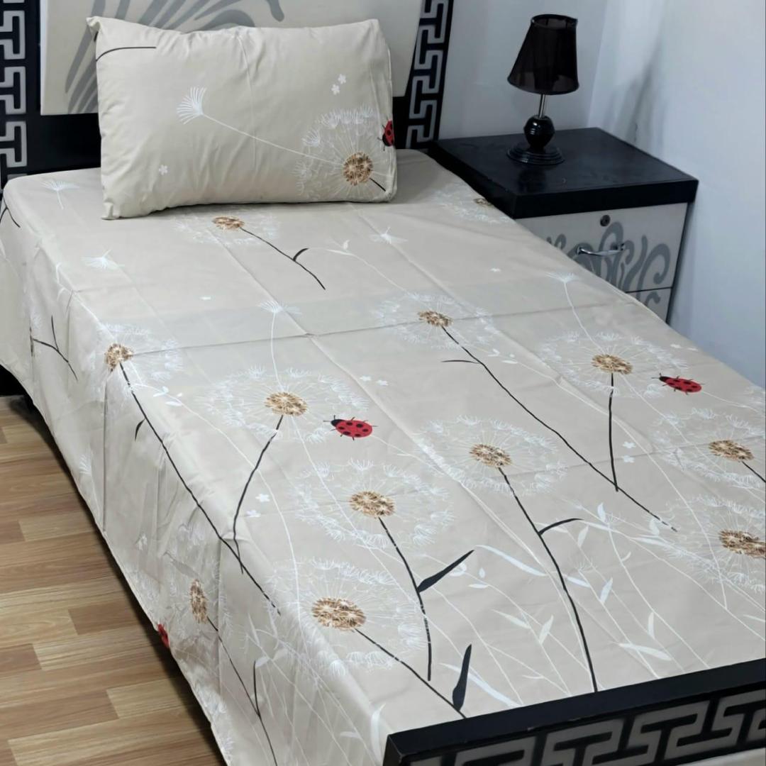 2 Pcs Cotton Printed Single Bedsheet
