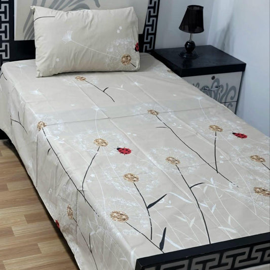 2 Pcs Cotton Printed Single Bedsheet