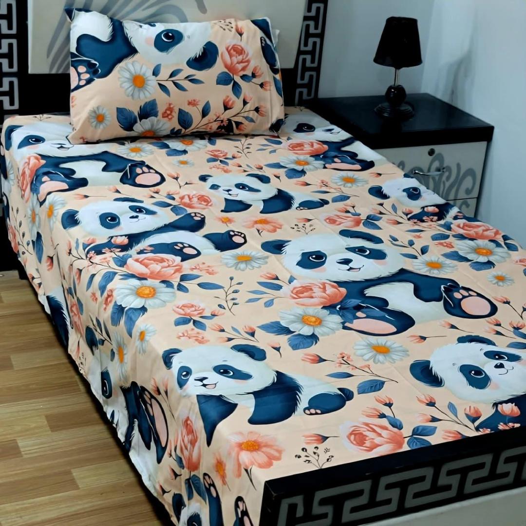 2 Pcs Cotton Printed Single Bedsheet
