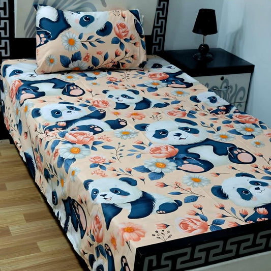 2 Pcs Cotton Printed Single Bedsheet