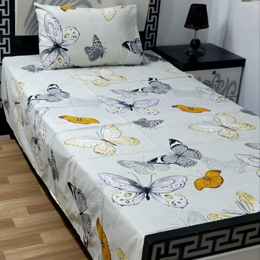 2 Pcs Cotton Printed Single Bedsheet