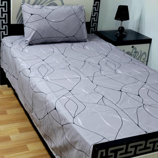 2 Pcs Cotton Printed Single Bedsheet