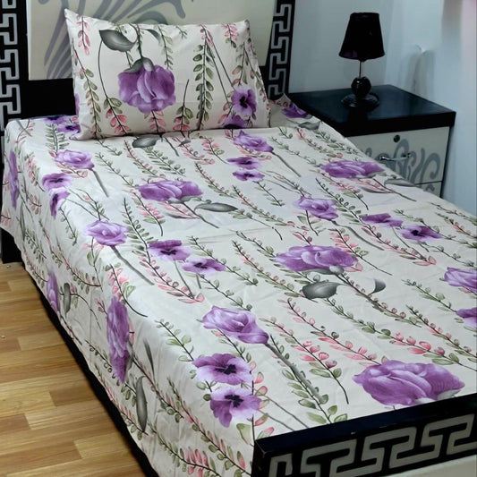 2 Pcs Cotton Printed Single Bedsheet