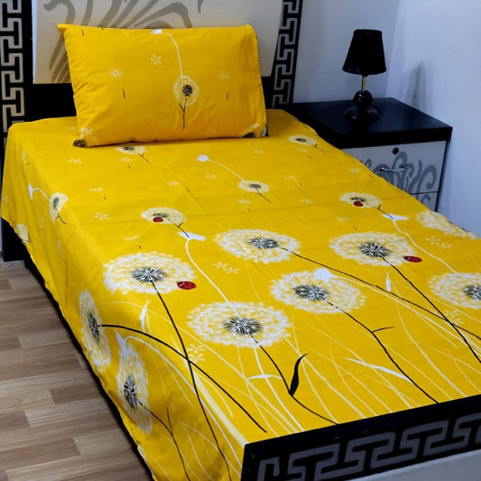 2 Pcs Cotton Printed Single Bedsheet