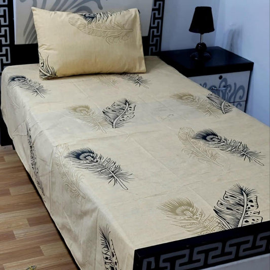 2 Pcs Cotton Printed Single Bedsheet
