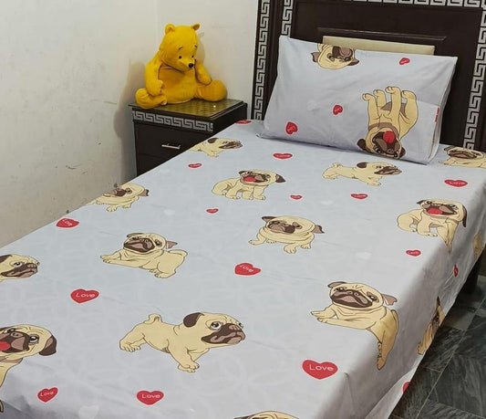 2 Pcs Cotton Printed Single Bedsheet