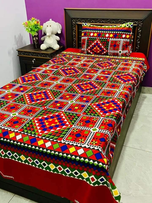 2 Pcs Crystal Cotton Printed Single Bedsheet