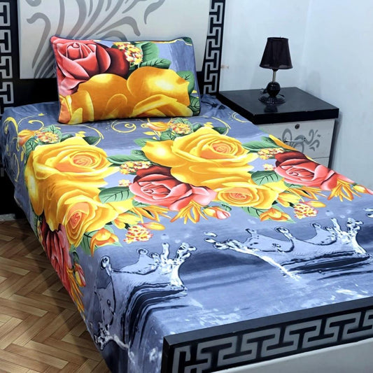 2 Pcs Crystal Cotton Printed Single Bedsheet