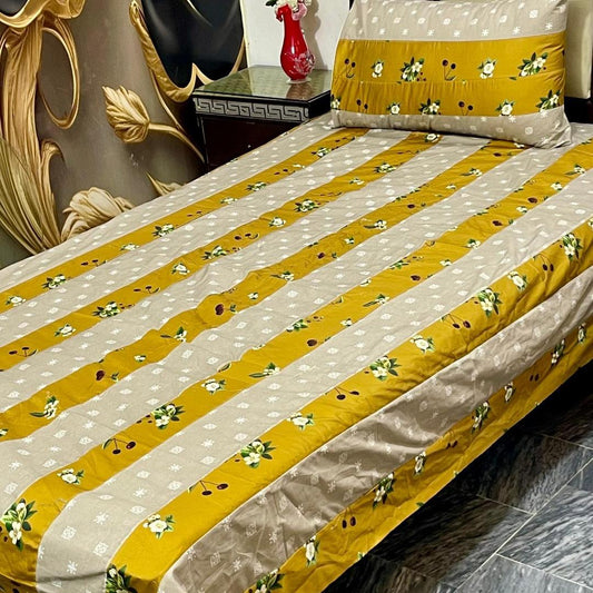 2 Pcs Cotton Patchwork Single Bedsheet