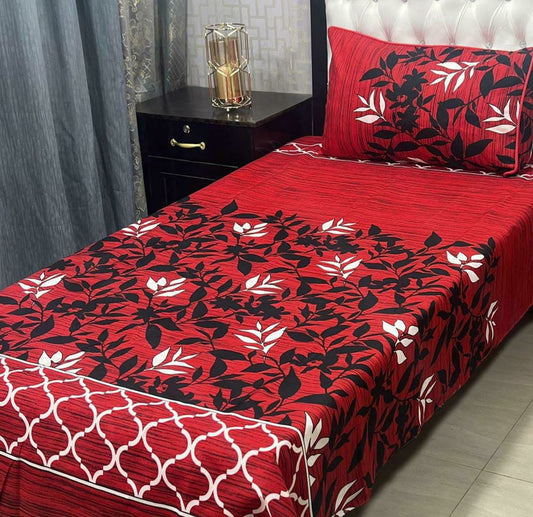 2 Pcs Crystal Cotton Printed Single Bedsheet