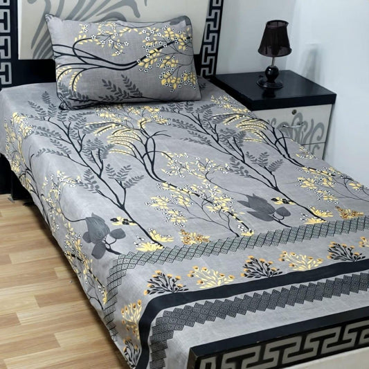 2 Pcs Crystal Cotton Printed Single Bedsheet