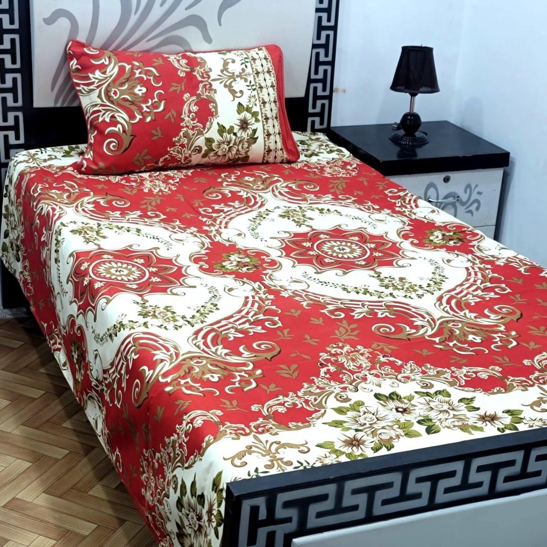2 Pcs Crystal Cotton Printed Single Bedsheet