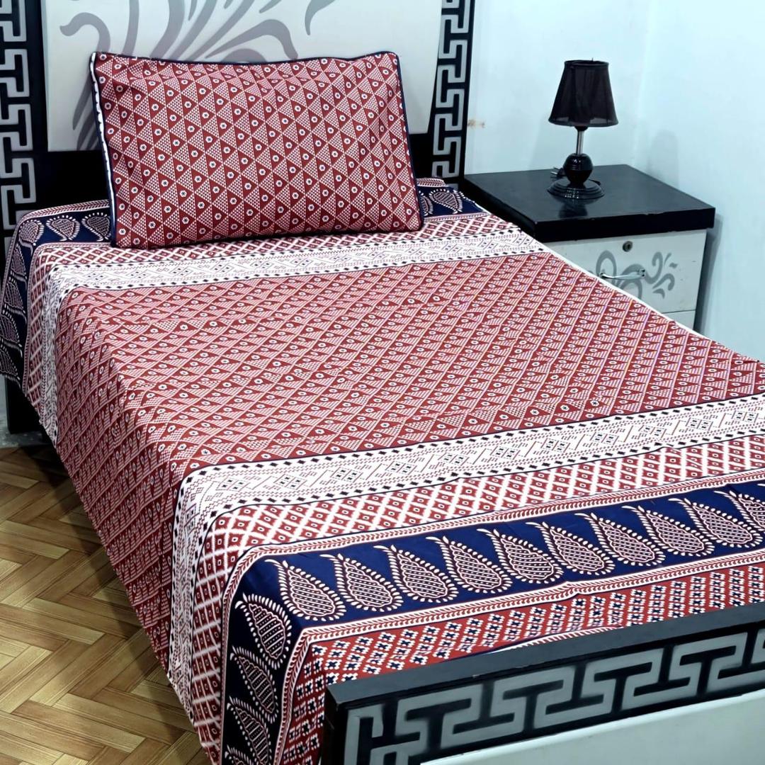 2 Pcs Crystal Cotton Printed Single Bedsheet