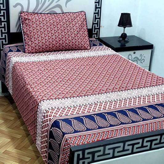 2 Pcs Crystal Cotton Printed Single Bedsheet