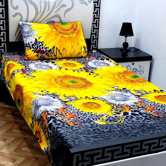 2 Pcs Crystal Cotton Printed Single Bedsheet