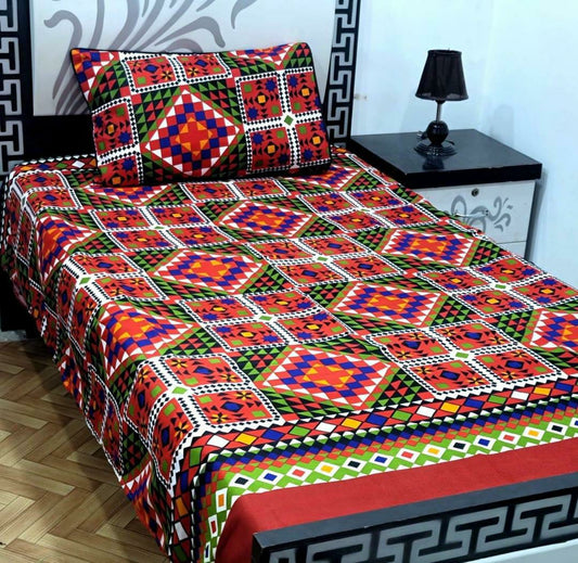2 Pcs Crystal Cotton Printed Single Bedsheet
