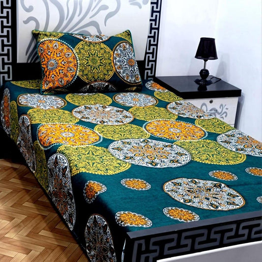 2 Pcs Crystal Cotton Printed Single Bedsheet