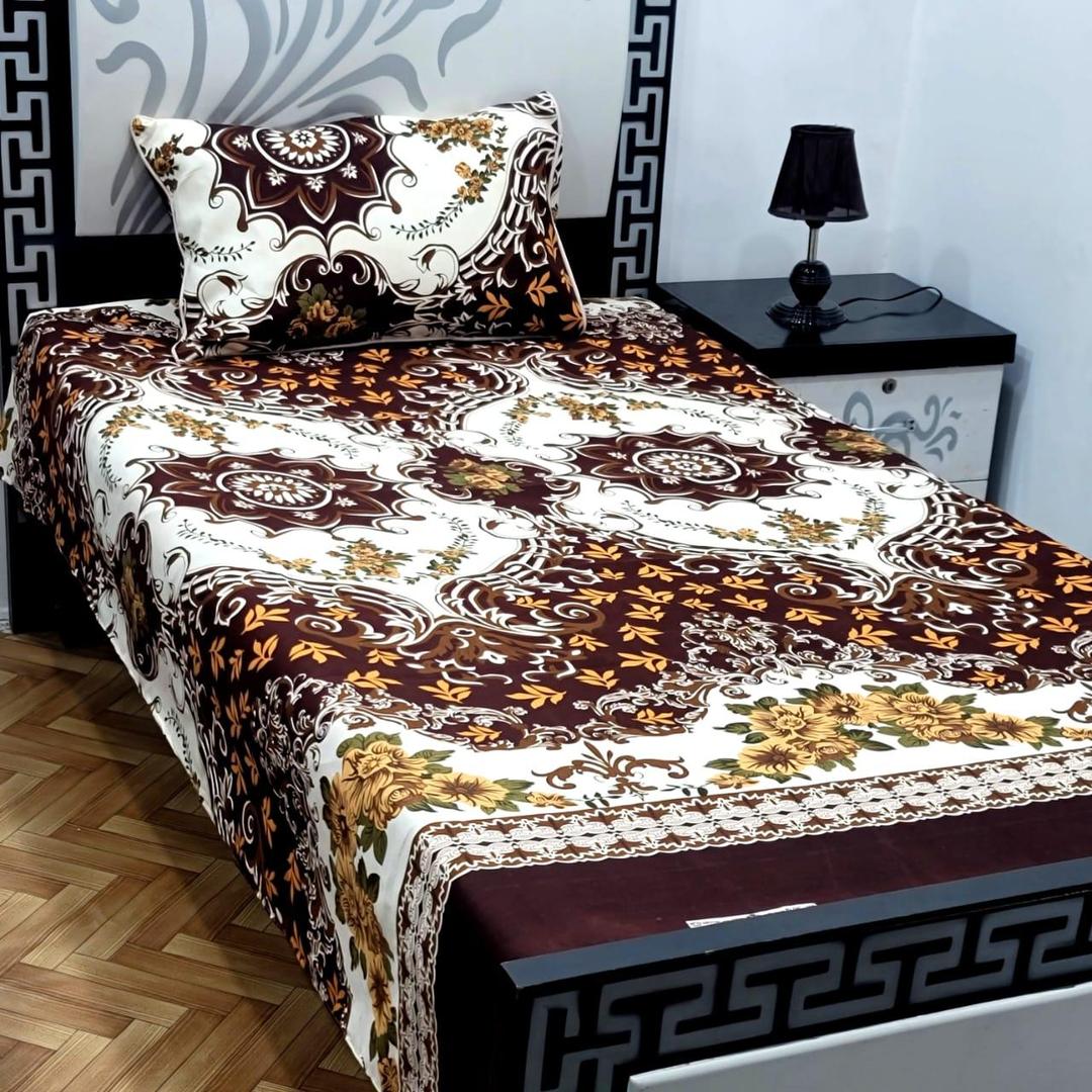 2 Pcs Crystal Cotton Printed Single Bedsheet