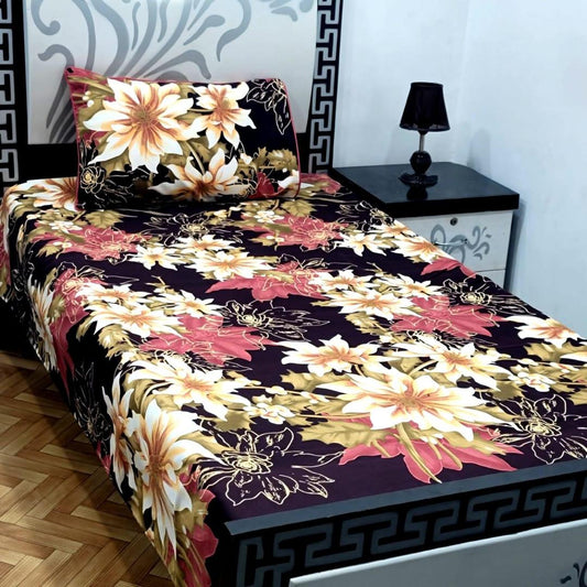2 Pcs Crystal Cotton Printed Single Bedsheet