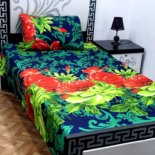 2 Pcs Crystal Cotton Printed Single Bedsheet