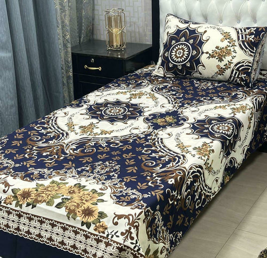 2 Pcs Crystal Cotton Printed Single Bedsheet