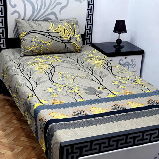 2 Pcs Crystal Cotton Printed Single Bedsheet