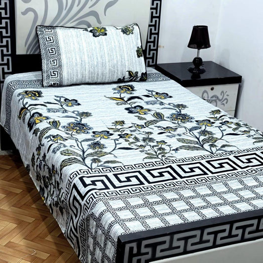 2 Pcs Crystal Cotton Printed Single Bedsheet