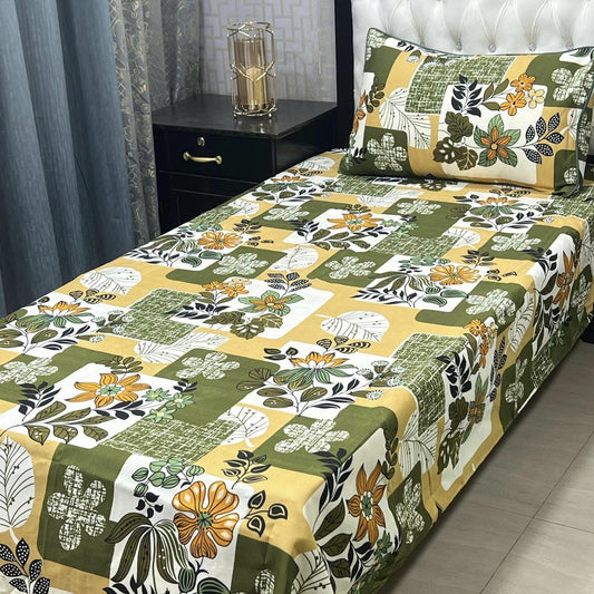 2 Pcs Crystal Cotton Printed Single Bedsheet