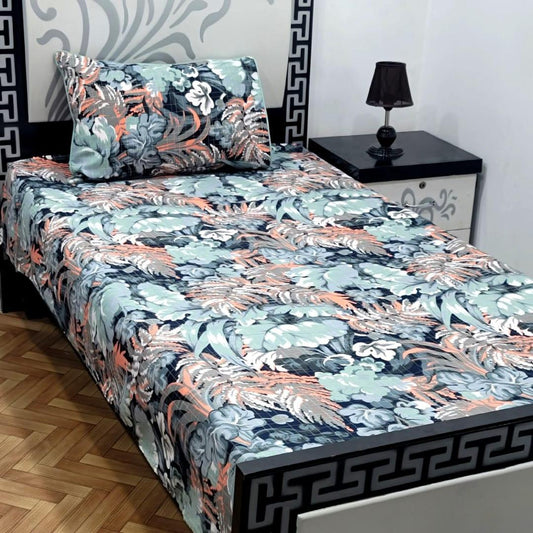 2 Pcs Crystal Cotton Printed Single Bedsheet