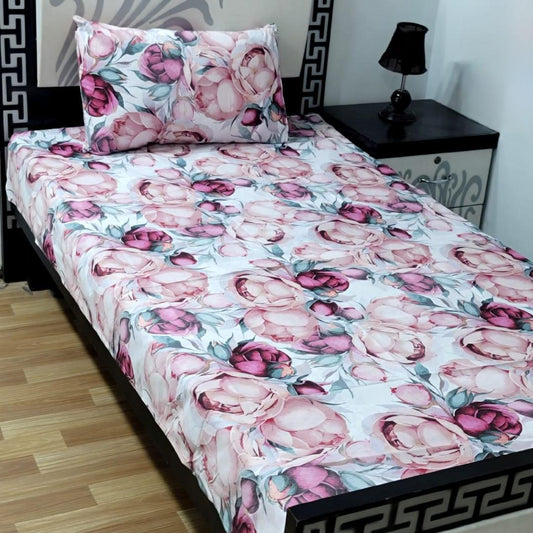 2 Pcs Cotton Printed Single Bedsheet